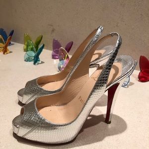 Christian Louboutin Silver Snake Skin Heels